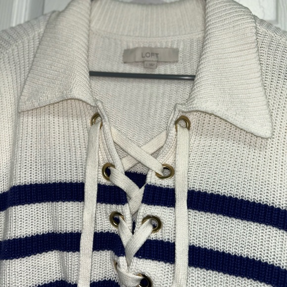 Striped lace up Polo sweater from LOFT - Picture 8 of 8